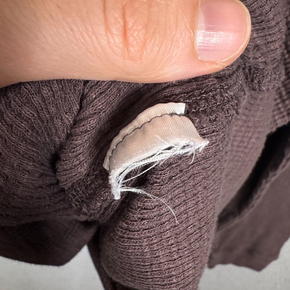 Lucky Brand Hoodie Mens XL Mauve Brown Waffle Knit Preppy Grunge Y2K Athletic - Picture 6 of 8